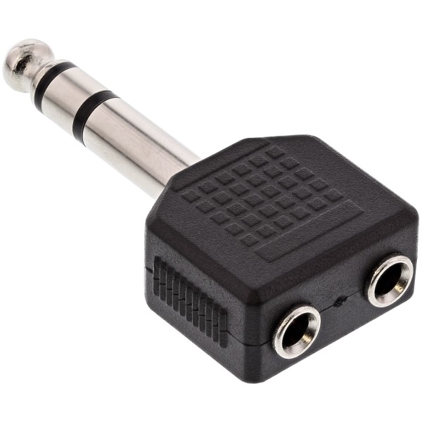 Audio Adapter, 6,3mm Klinke Stecker Stereo an 2x 3,5mm Klinke Buchse, Stereo