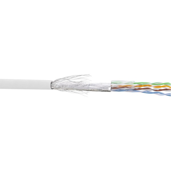 Patchkabel Cat.5e, weiß, SF/UTP, AWG26, PVC, 100m