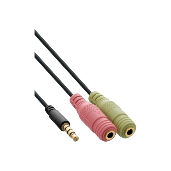 Audio Headset Adapterkabel, 3,5mm Klinke Stecker 4pol. an 2x 3,5mm Klinke Buchse, 2m