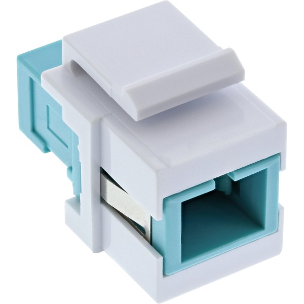 LWL Keystone Snap-in Kupplung weiß, Simplex SC/SC, multimode, türkis, Keramik-Hülse