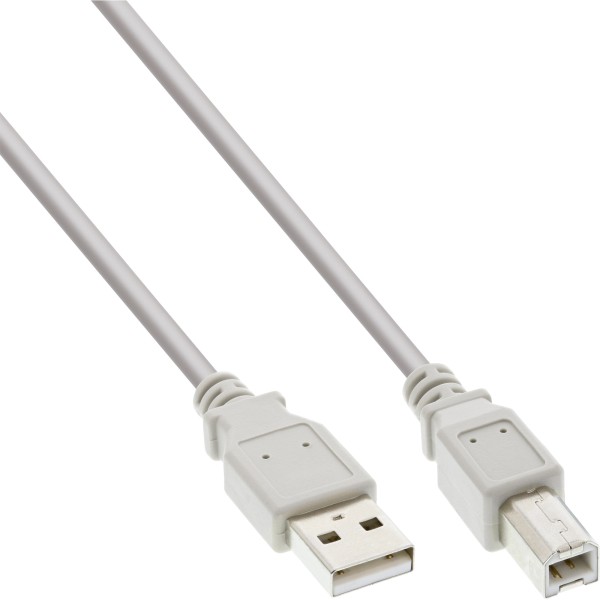 USB 2.0 Kabel, A an B, beige, 1m