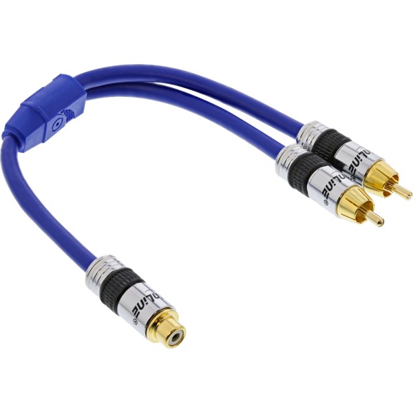 Cinch-Y-Kabel, PREMIUM, 1x Cinch Buchse zu 2x Cinch Stecker, 0,25m