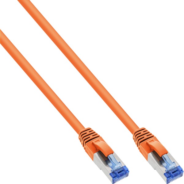 Patchkabel, S/FTP (PiMf), Cat.6A, 500MHz, halogenfrei, Kupfer, orange, 0,5m