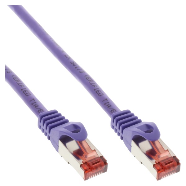 Patchkabel, S/FTP (PiMf), Cat.6, 250MHz, PVC, Kupfer, purple, 0,25m