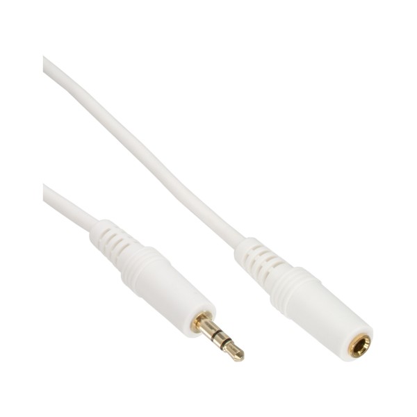 Klinke Verlängerung, 3,5mm Klinke Stecker / Buchse, Stereo, weiß / gold, 10m