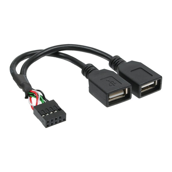 USB 2.0 Adapterkabel, 2x Buchse A auf Pfostenanschluss