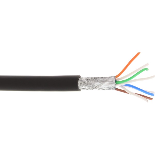 Patchkabel, S/FTP (PiMf), Cat.6A, 500MHz, halogenfrei, Kupfer, schwarz, 100m