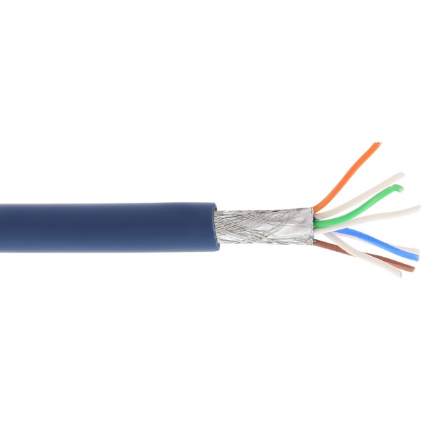 Patchkabel, S/FTP (PiMf), Cat.6A, 500MHz, halogenfrei, Kupfer, blau, 100m