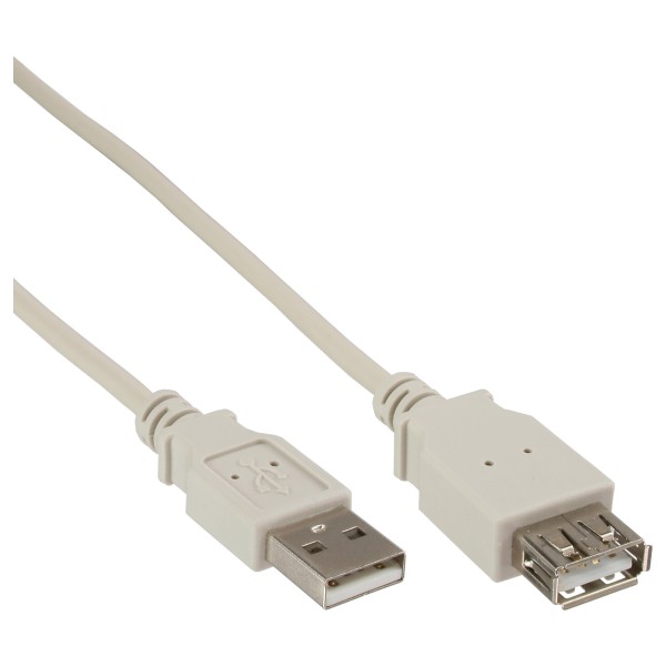 USB 2.0 Verlängerung, Stecker / Buchse, Typ A, beige, 0,3m