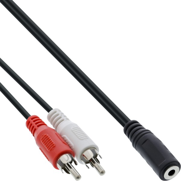 Cinch/Klinke Kabel, 2x Cinch Stecker an 3,5mm Klinke Buchse, 1m