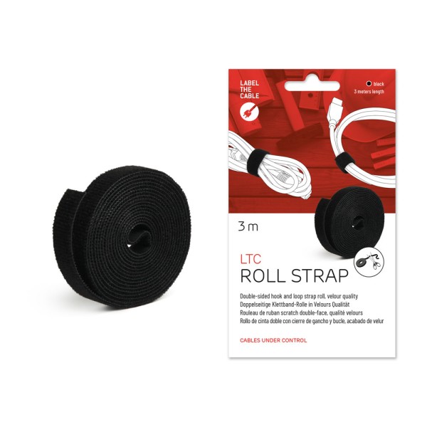 Label-The-Cable Roll, LTC PRO 1210, doppelseitige Klettbandrolle, 25 Meter schwarz