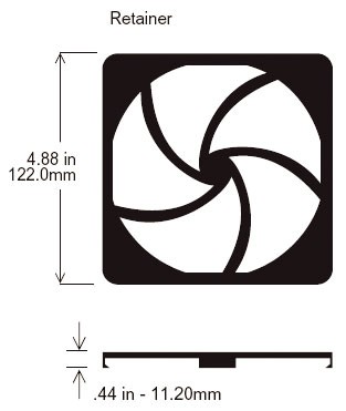 Schutzgitter, Retainer for 120mm-filter-kits 120x120mm, plastic UL94-V0