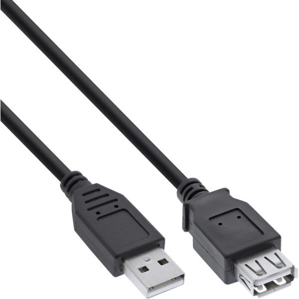 USB 2.0 Verlängerung, Stecker / Buchse, Typ A, schwarz, 1,8m
