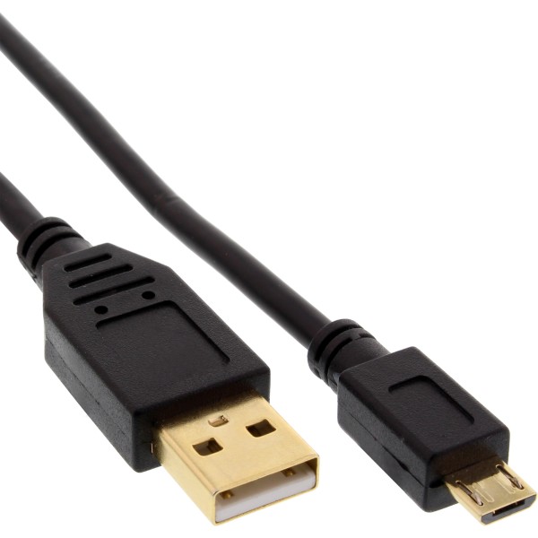 Micro-USB 2.0 Kabel, USB-A Stecker an Micro-B Stecker, vergoldete Kontakte, 5m