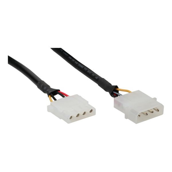 Strom Verlängerung intern, 13,34cm (5,25") 4pol Stecker / Buchse, 0,5m, rund