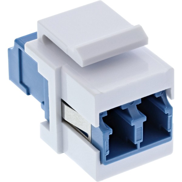 LWL Keystone Snap-in Kupplung weiß, Duplex LC/LC, singlemode, blau, Keramik-Hülse, Duplex LC/LC, sin