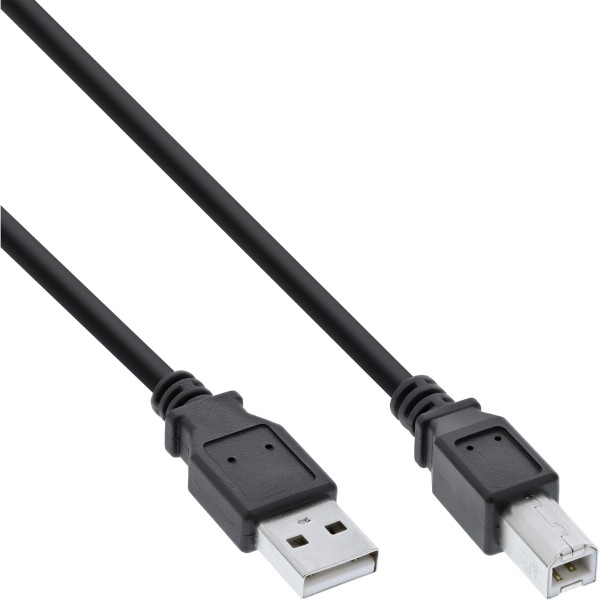USB 2.0 Kabel, A an B, schwarz, 2m