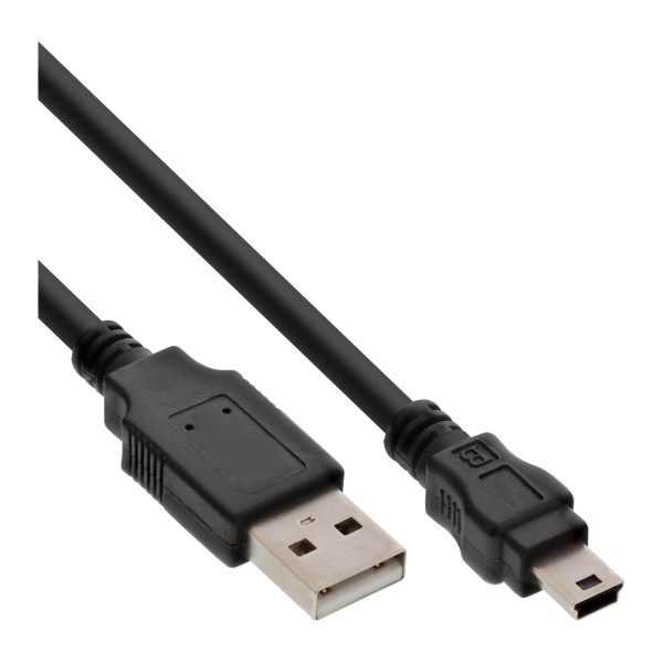 USB 2.0 Mini-Kabel, USB A Stecker an Mini-B Stecker (5pol.), schwarz, 1m
