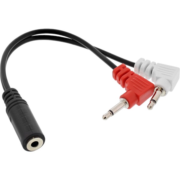 Audio Kopfhörer Flugzeug-Adapterkabel, 2x 3,5mm Klinke Stecker an 3,5mm Klinke Buchse 3pol., 0,15m